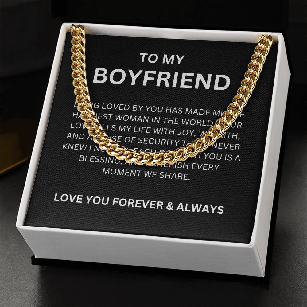 To My Boyfriend, With Love — Cuban Link Chain & Heartfelt Message Card