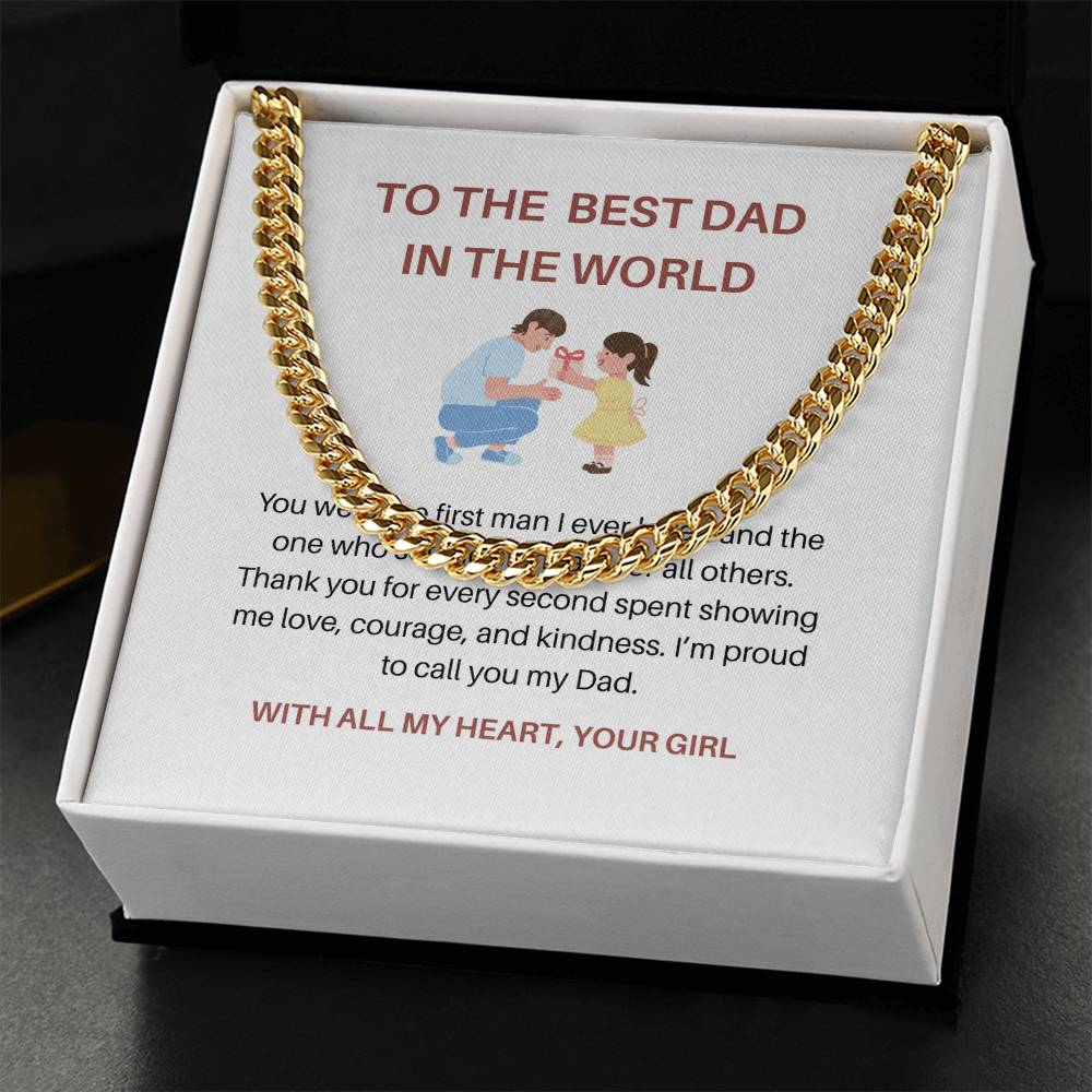 Dad, You’re My First Hero – Elegant Cuban Link Chain For Dad Gift For Father