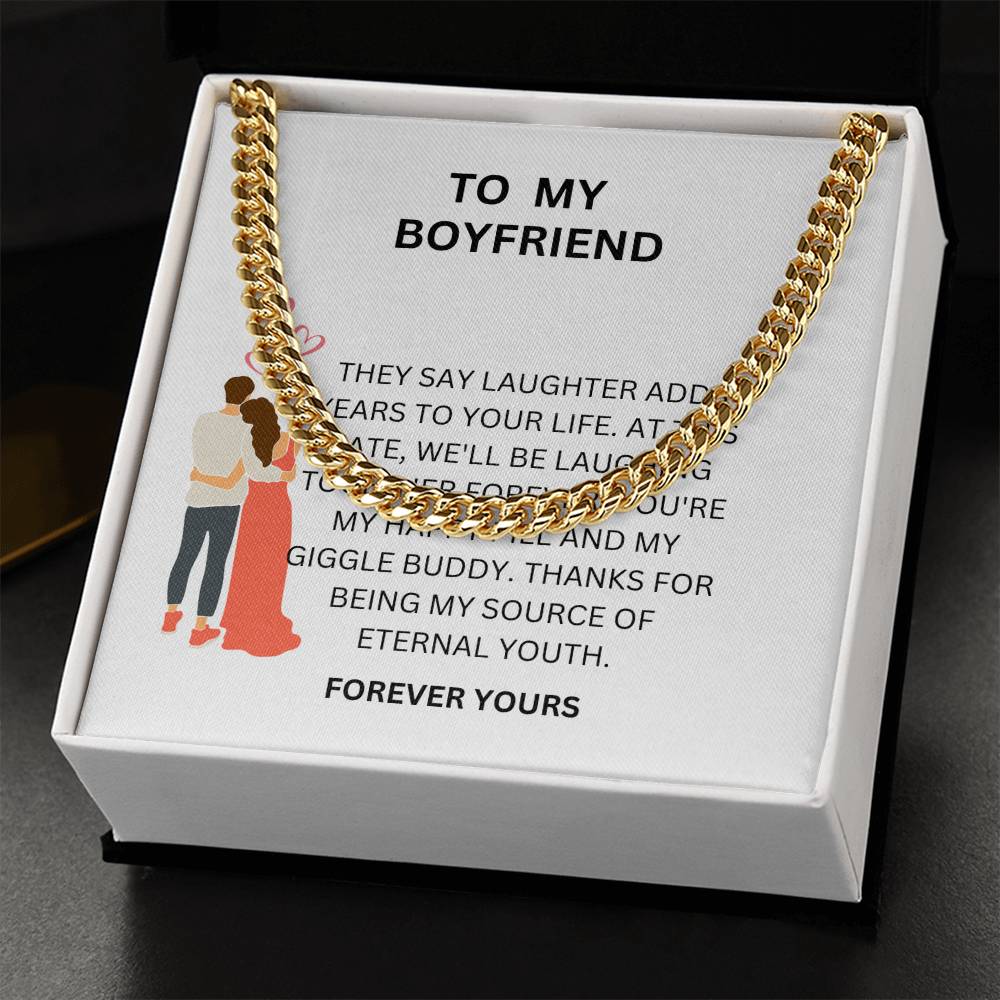 To My Loving Boyfriend — Cuban Link Chain Gift with Heartfelt Message Card