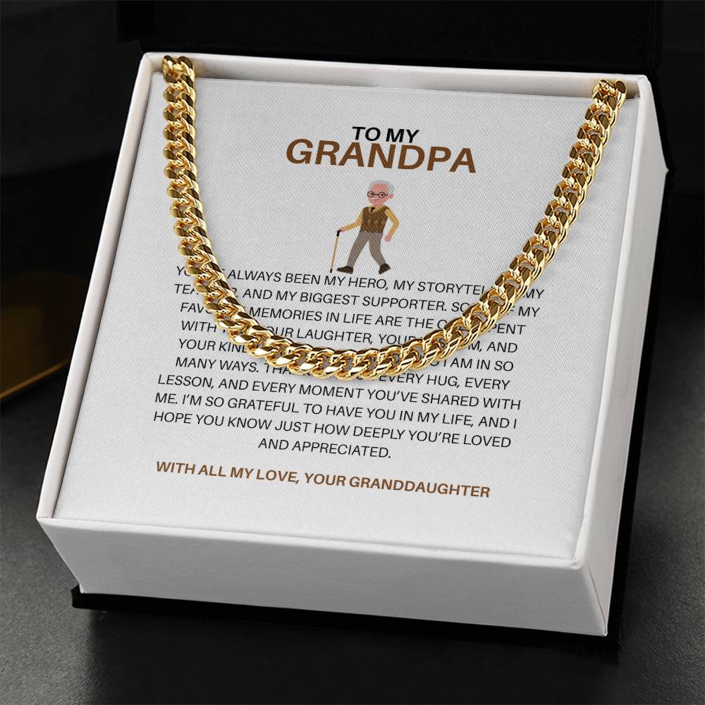 To My Loving Grandpa – Men’s Cuban Link Chain Gift from Granddaughter