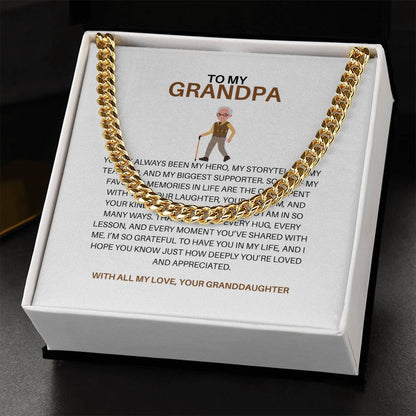 To My Loving Grandpa – Men’s Cuban Link Chain Gift from Granddaughter