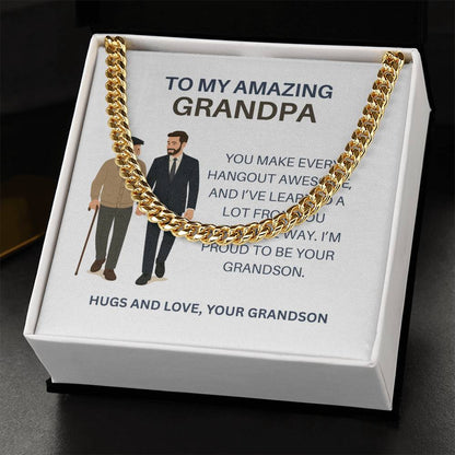 To My Beloved Grandpa – Men’s Cuban Link Chain Necklace Gift from Grandson