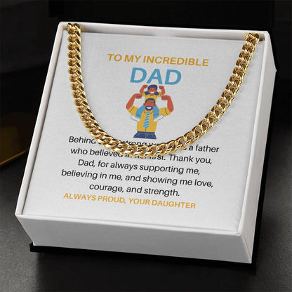 To My Father – Cuban Link Chain Gift from Daughter | Because Behind Every Strong Woman Is an Even Stronger Dad