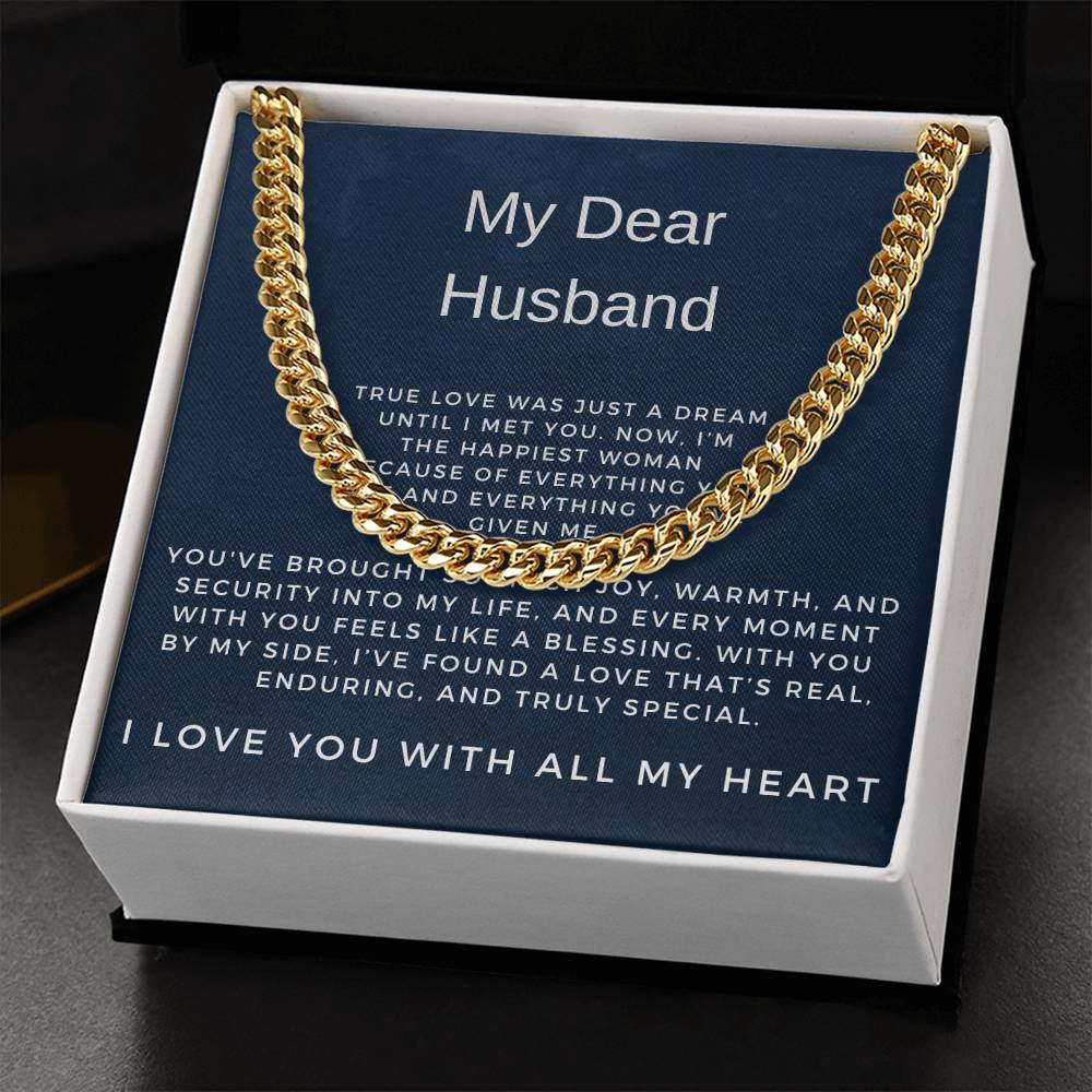 To My Dear Husband | Timeless Cuban Link Chain Necklace Gift for Him