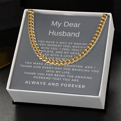 To My Husband | Modern Cuban Link Chain Necklace Gift for Him