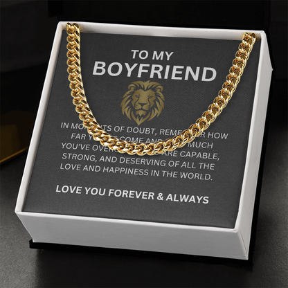 Cuban Link Chain for Boyfriend with Heartfelt Message Card
