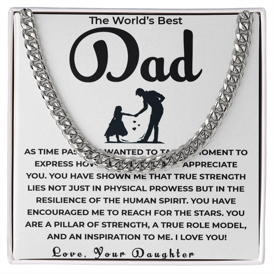 Cuban Link Chain Gift for Dad from Daughter | Celebrating Your Support, Love & the Bond We Share