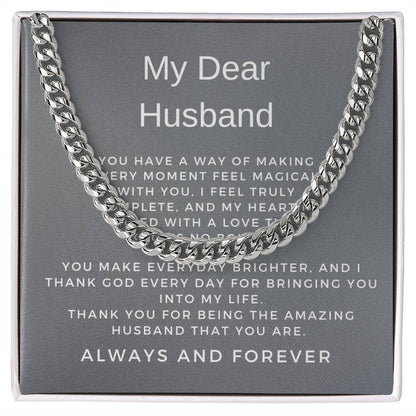 To My Husband | Modern Cuban Link Chain Necklace Gift for Him