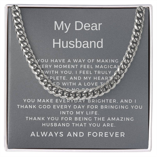 To My Husband | Modern Cuban Link Chain Necklace Gift for Him