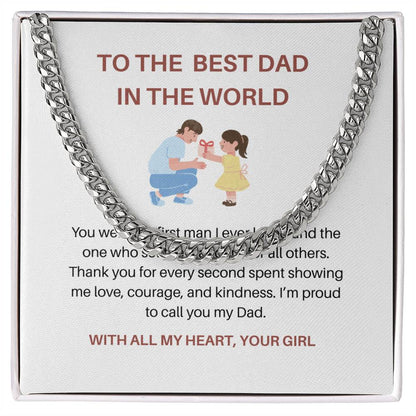 Dad, You’re My First Hero – Elegant Cuban Link Chain For Dad Gift For Father