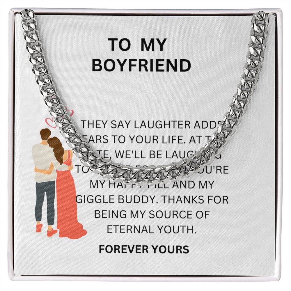 To My Loving Boyfriend — Cuban Link Chain Gift with Heartfelt Message Card