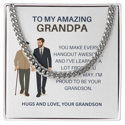 To My Beloved Grandpa – Men’s Cuban Link Chain Necklace Gift from Grandson