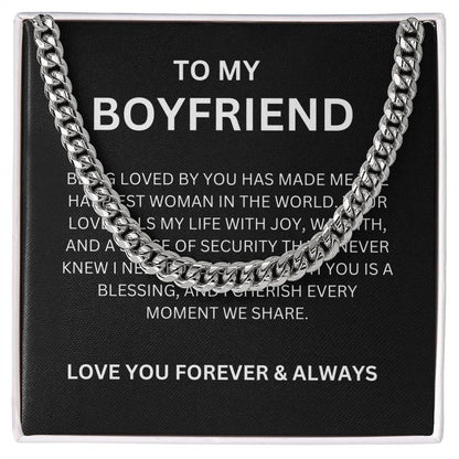 To My Boyfriend, With Love — Cuban Link Chain & Heartfelt Message Card