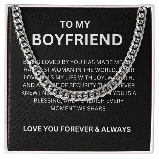 To My Boyfriend, With Love — Cuban Link Chain & Heartfelt Message Card
