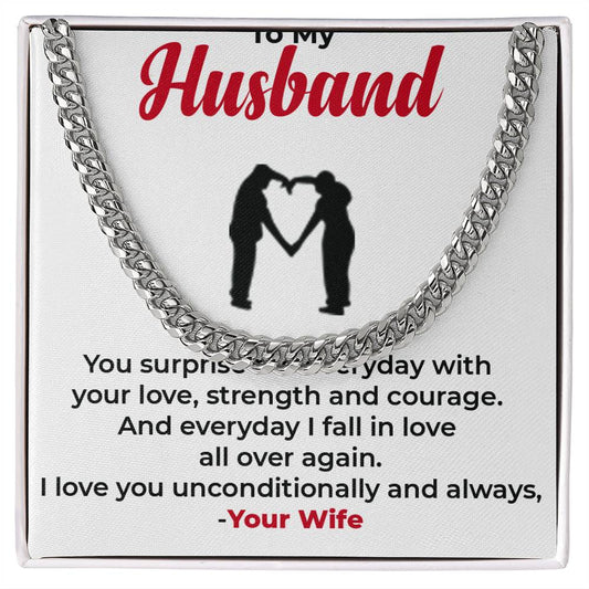 To My Husband | Elegant Cuban Link Chain Necklace for Any Occasion
