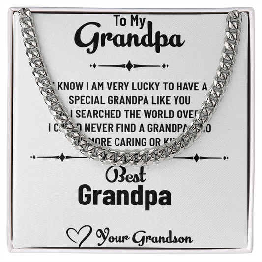 To My Special Grandpa – Cuban Link Chain Necklace Gift for Grandpa from Grandson with Message Card