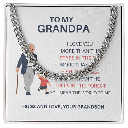 To My Dear Grandpa – Stylish Cuban Link Chain Gift for Grandpa from Grandson