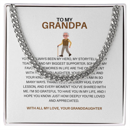 To My Loving Grandpa – Men’s Cuban Link Chain Gift from Granddaughter