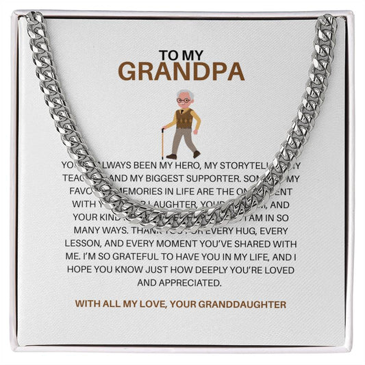 To My Loving Grandpa – Men’s Cuban Link Chain Gift from Granddaughter