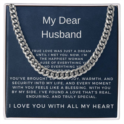 To My Dear Husband | Timeless Cuban Link Chain Necklace Gift for Him