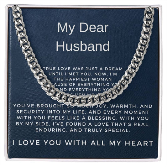To My Dear Husband | Timeless Cuban Link Chain Necklace Gift for Him