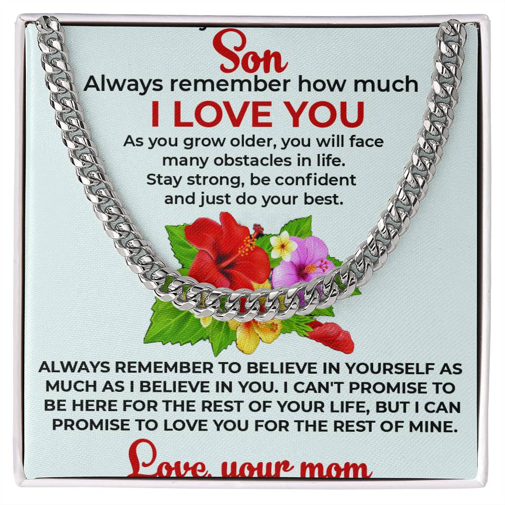 To My Beautiful Boy | Cuban Link Chain from Mom | Trendy Jewelry Gift for Special Moments