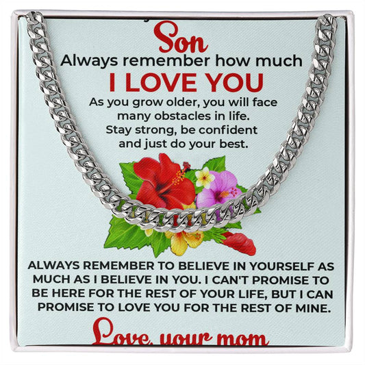 To My Beautiful Boy | Cuban Link Chain from Mom | Trendy Jewelry Gift for Special Moments