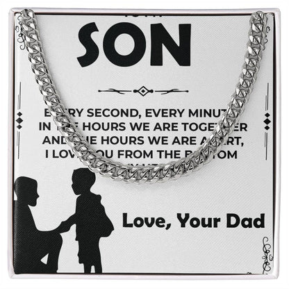 Dear Son | Cuban Link Chain Necklace Gift | Meaningful Jewelry from Dad to Son