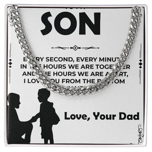 Dear Son | Cuban Link Chain Necklace Gift | Meaningful Jewelry from Dad to Son