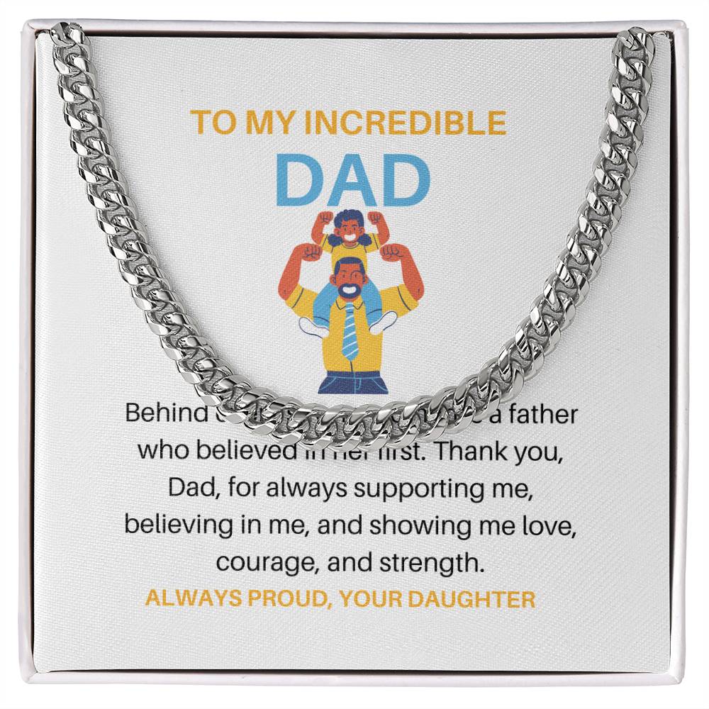 To My Father – Cuban Link Chain Gift from Daughter | Because Behind Every Strong Woman Is an Even Stronger Dad