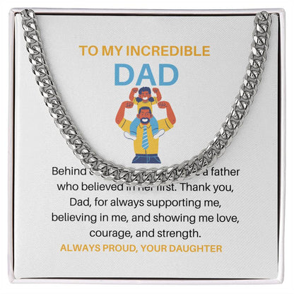 To My Father – Cuban Link Chain Gift from Daughter | Because Behind Every Strong Woman Is an Even Stronger Dad