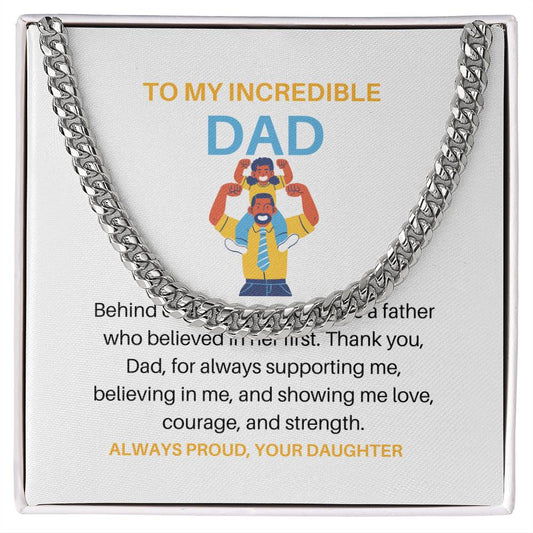 To My Father – Cuban Link Chain Gift from Daughter | Because Behind Every Strong Woman Is an Even Stronger Dad