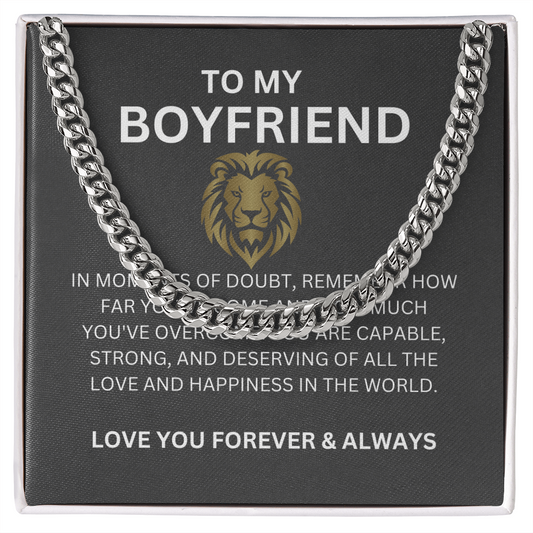 Cuban Link Chain for Boyfriend with Heartfelt Message Card