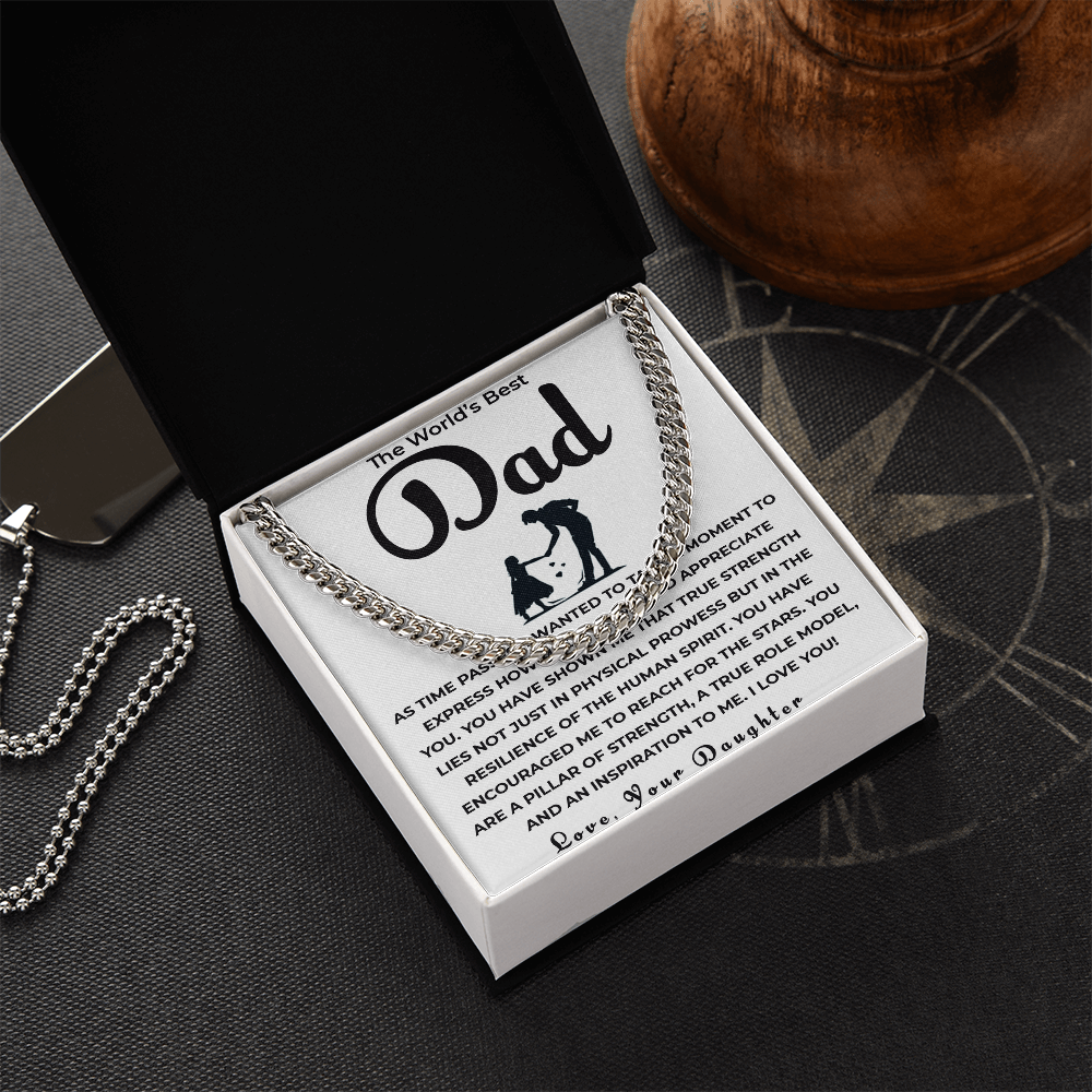 Cuban Link Chain Gift for Dad from Daughter | Celebrating Your Support, Love & the Bond We Share