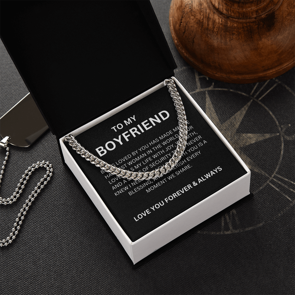 To My Boyfriend, With Love — Cuban Link Chain & Heartfelt Message Card