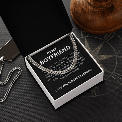 To My Boyfriend, With Love — Cuban Link Chain & Heartfelt Message Card