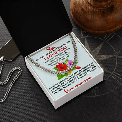 To My Beautiful Boy | Cuban Link Chain from Mom | Trendy Jewelry Gift for Special Moments