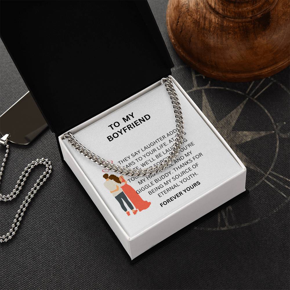To My Loving Boyfriend — Cuban Link Chain Gift with Heartfelt Message Card