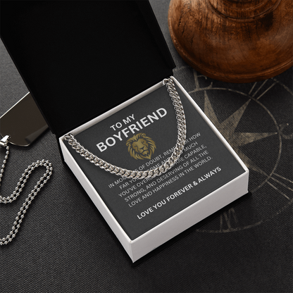Cuban Link Chain for Boyfriend with Heartfelt Message Card