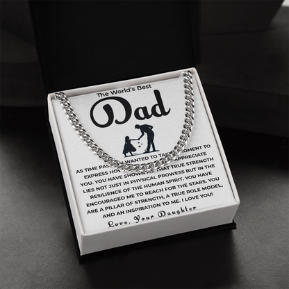 Cuban Link Chain Gift for Dad from Daughter | Celebrating Your Support, Love & the Bond We Share