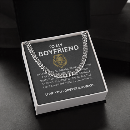 Cuban Link Chain for Boyfriend with Heartfelt Message Card