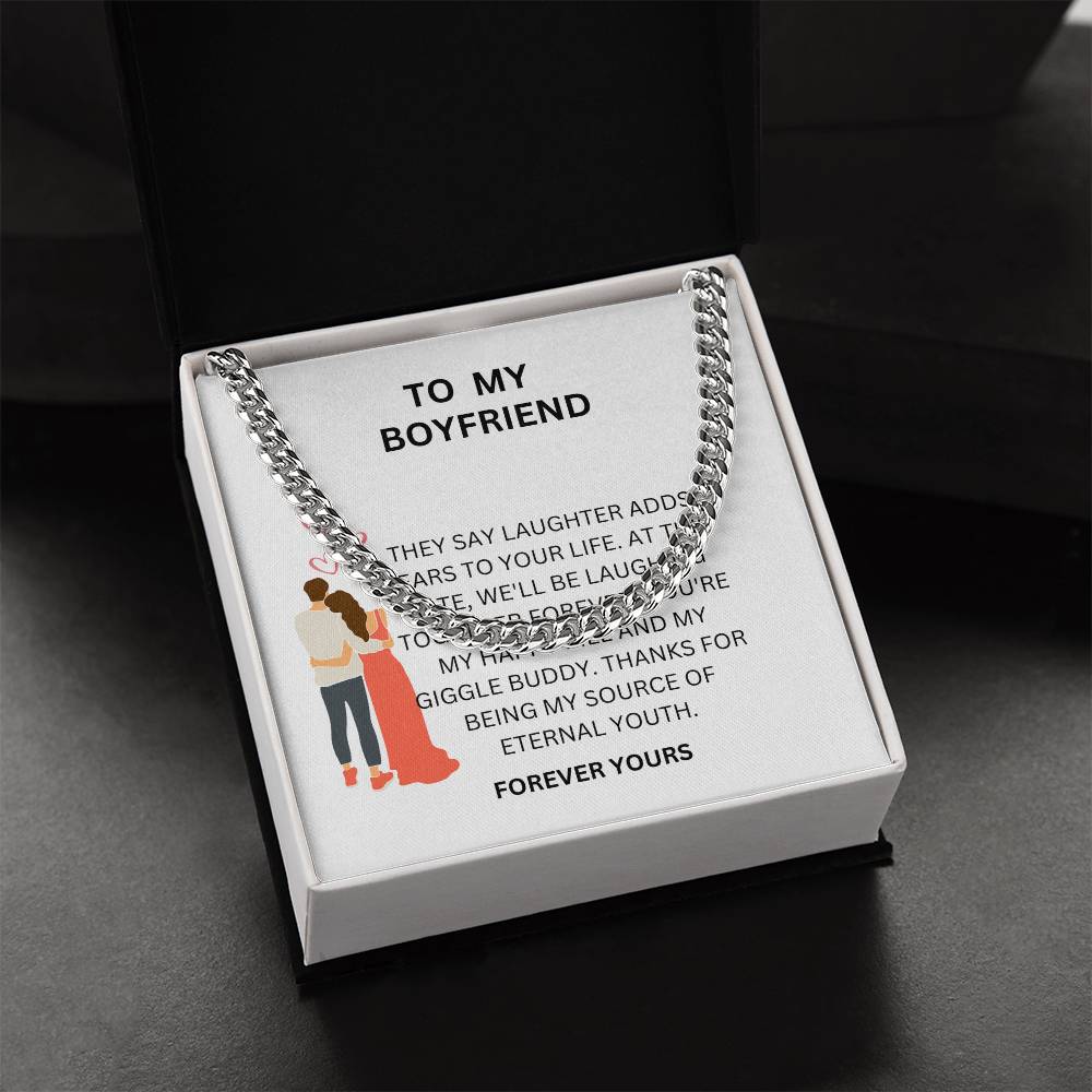 To My Loving Boyfriend — Cuban Link Chain Gift with Heartfelt Message Card