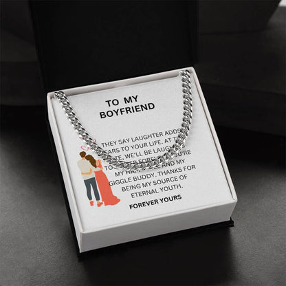 To My Loving Boyfriend — Cuban Link Chain Gift with Heartfelt Message Card