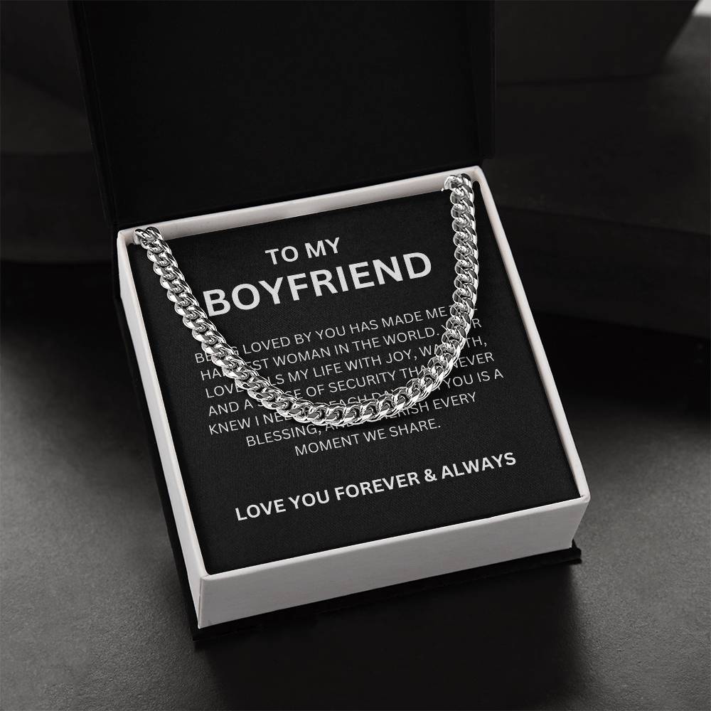 To My Boyfriend, With Love — Cuban Link Chain & Heartfelt Message Card