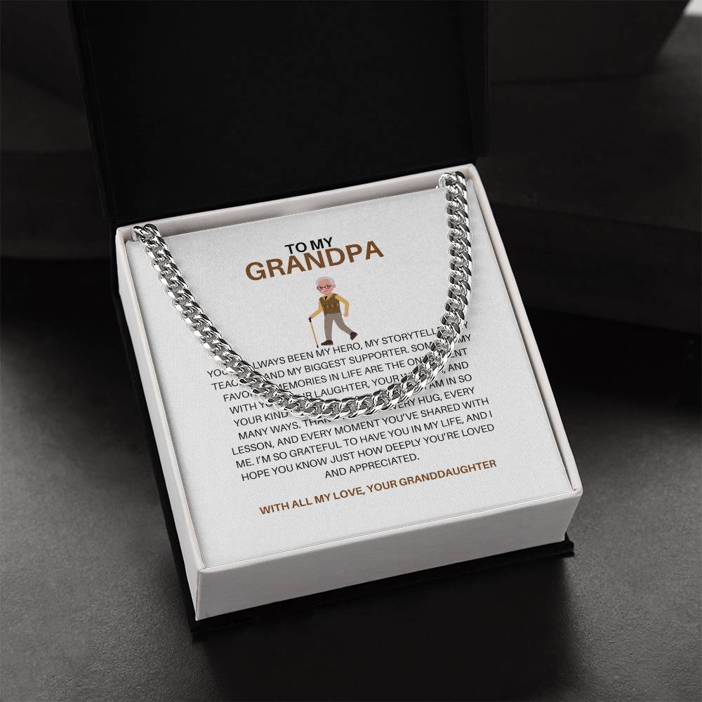 To My Loving Grandpa – Men’s Cuban Link Chain Gift from Granddaughter
