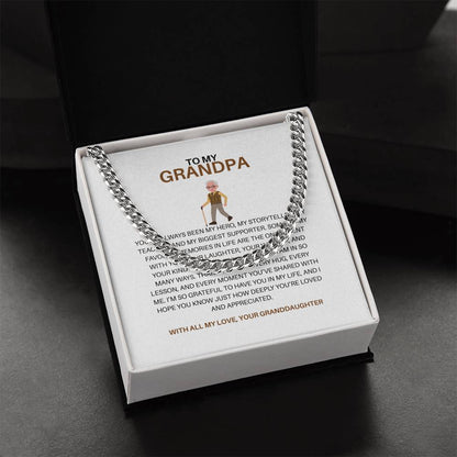 To My Loving Grandpa – Men’s Cuban Link Chain Gift from Granddaughter