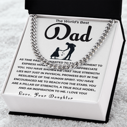 Cuban Link Chain Gift for Dad from Daughter | Celebrating Your Support, Love & the Bond We Share
