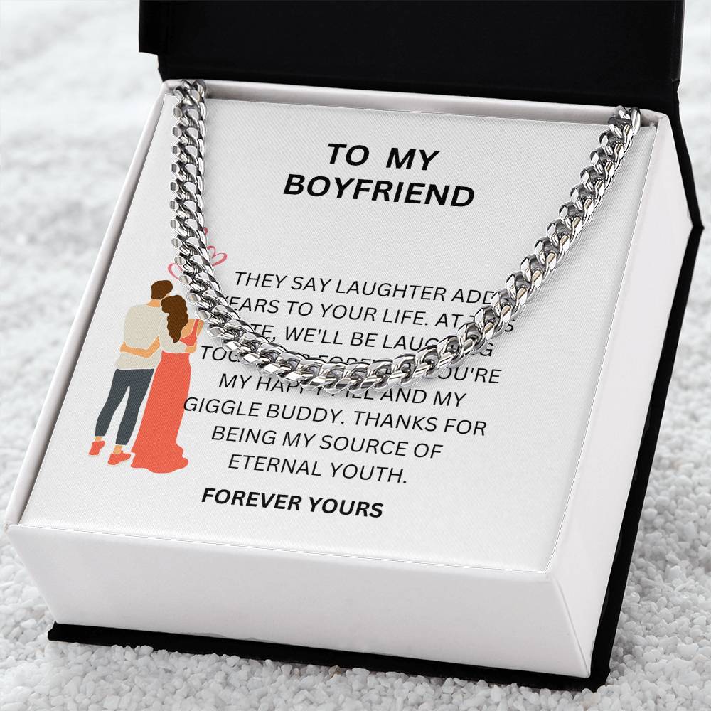 To My Loving Boyfriend — Cuban Link Chain Gift with Heartfelt Message Card