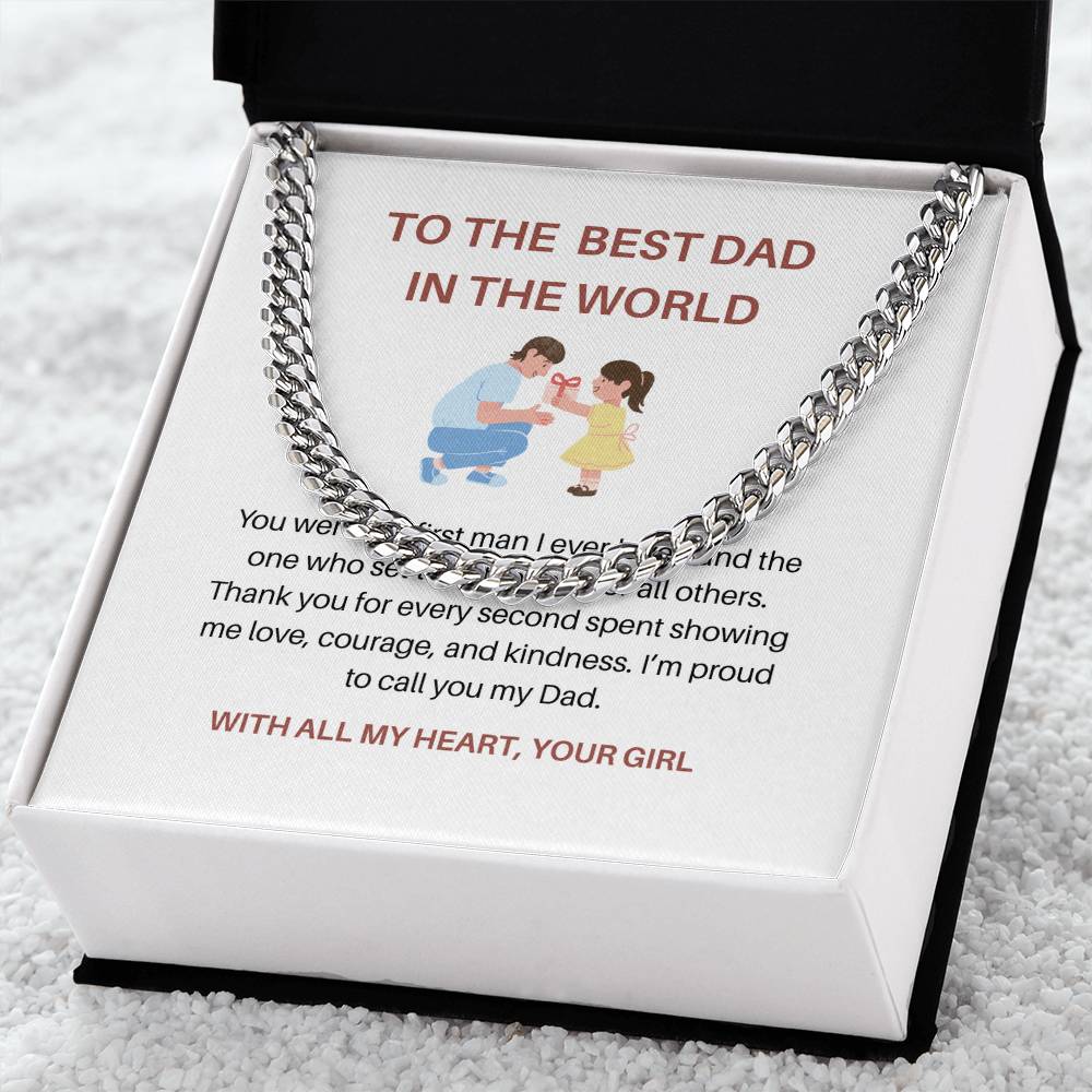 Dad, You’re My First Hero – Elegant Cuban Link Chain For Dad Gift For Father