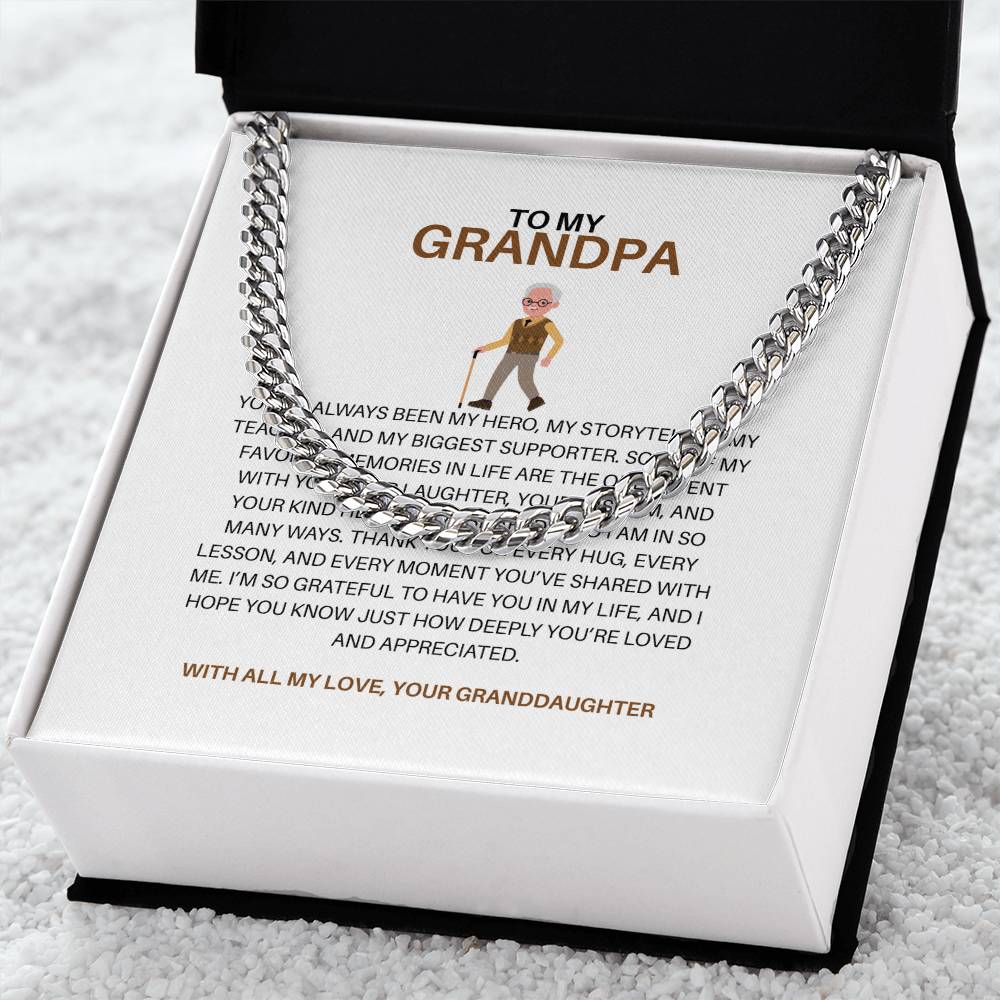 To My Loving Grandpa – Men’s Cuban Link Chain Gift from Granddaughter